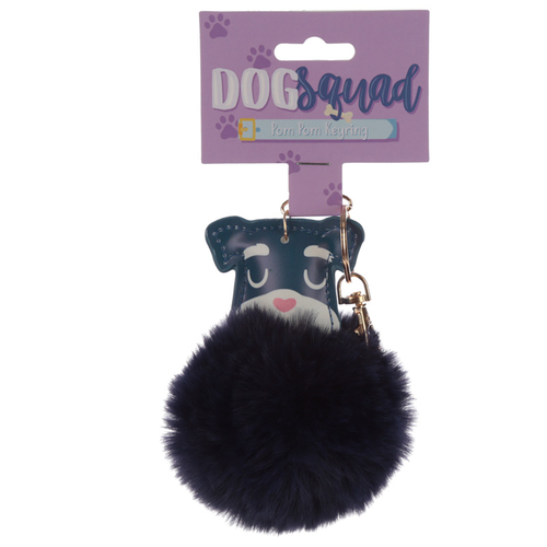 Fun Collectable Pom Pom Keyring - Dog Squad Schnauzer