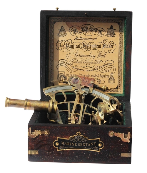Maritime Museum Store Brass Ship History Sextant with Rectangular