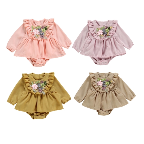 0 24M Kids Baby Girl Romper Clothes Ruffle 3D