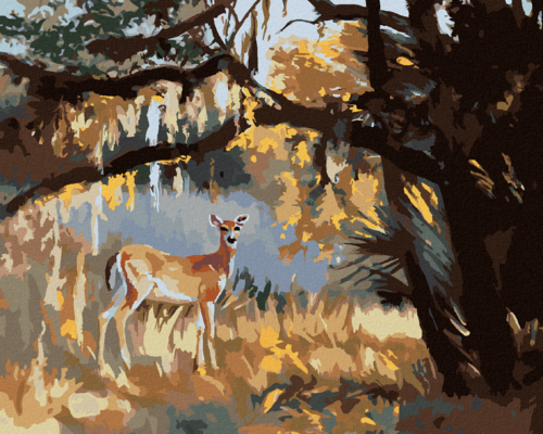 Zuty - Paint by Numbers - DEER UNDER A TREE (D. RUSTY RUST), 40x50 cm