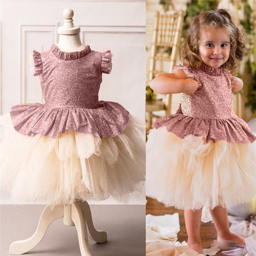 Glistening Kids Baby Girls Princess Dress Ruffle