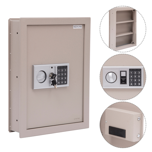 HOMCOM Flat Superior Electronic Hidden Wall Safe Box for Jewelry or
