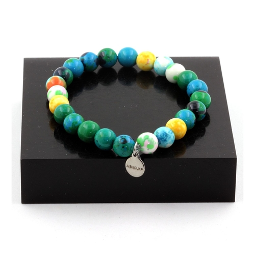 Chrysocolla+Blue Orange+Purple Yellow+Pink Green Jasper Bracelet 