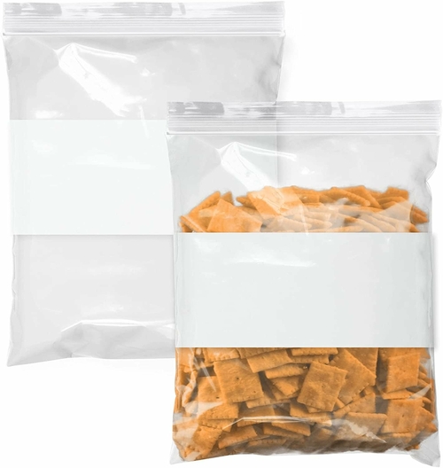 Pack of 500 White Block Zipper Bags 12 x 15. Ultra Thick Write on