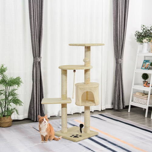 PawHut Modern Cat Tree 44" Scratching Cat Stand Multi Level Activity