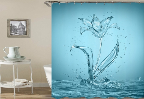 Aqua Rose Shower Curtain