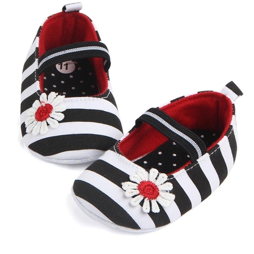 Newborn Crib Soft Sole Shoe Infant Stripe Flower