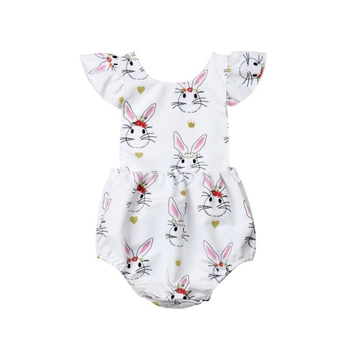 Adorable Newborn Baby Girls Cotton Bunny Bodysuits