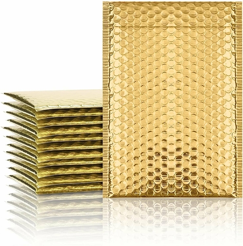 Gold Bubble Mailers 8 1/2 х 13. Pack of 100 Metallic Bubble Mailers