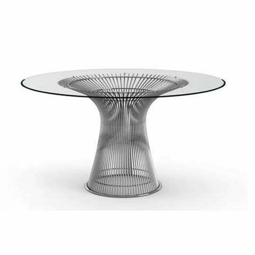 Dining Table DKD Home Decor Transparent Silver Steel Tempered Glass