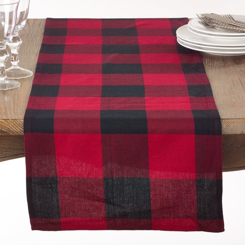 SARO 9025.R1672B 16 x 72 in. Rectangle Cotton Table Runner with Buffal