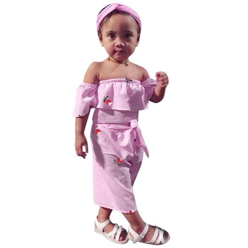 2Pcs baby girl summer clothes set Off Shoulder