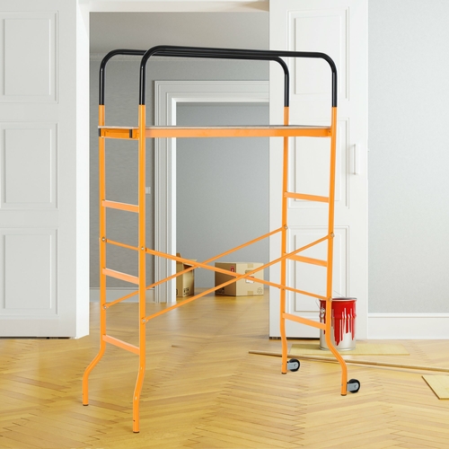 HOMCOM Steel Scaffold Work Platform 4-Step Ladder Indoor Decoration