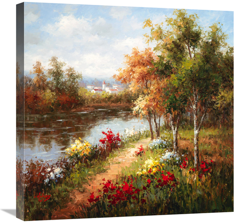 Global Gallery GCS-132489-2424-142 24 x 24 in. Poppies & Stream Art Pr