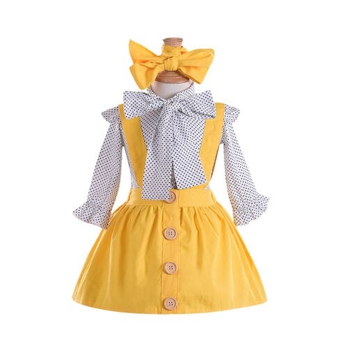 2018 Little Girls Polka Dots Bib Skirt Clothes