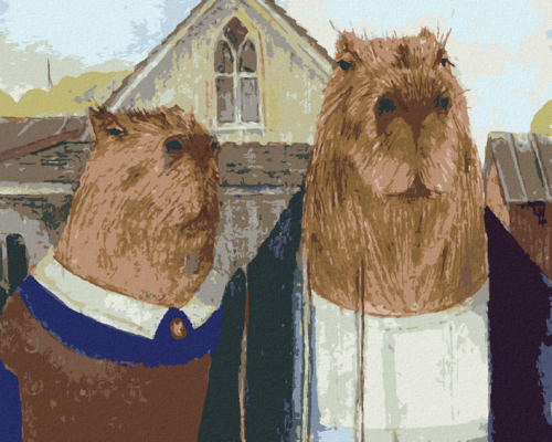 Paint by Numbers - CAPYBARAS AMERICAN GOTHIC