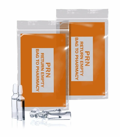 Pack of 1000 Orange PRN Bags, Clear 6 x 9. Zipper Printed Bags 6x9
