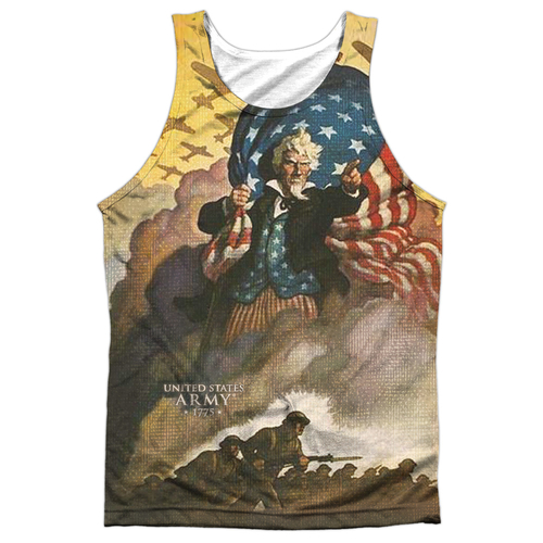 Army & Vintage Poster Front & Back Print-Adult 100 Percent Poly Tank T