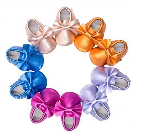 New Shine Pink Genuine Leather Baby moccasins Soft