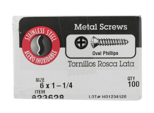 Hillman 823628 6 x 1.25 in. Phillips Oval Head Sheet Metal Screws  Sta