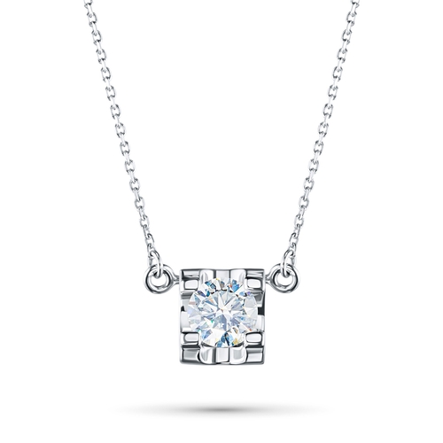 Sterling Silver Necklace with 1 Round-Cut Lab-Created Diamond 0.228