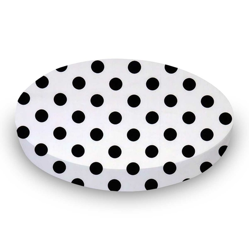 SheetWorld Fitted Round Crib Sheet - 100% Cotton Woven - Black Polka