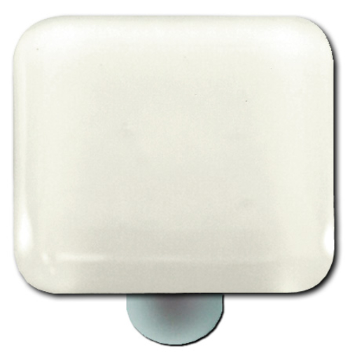 Hot Knobs HK1038-KA White Square Glass Cabinet Knob - Aluminum Post