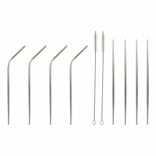 Reusable Drinking Straw DKD Home Decor 0,5 x 0,5 x 21,5 cm Silver