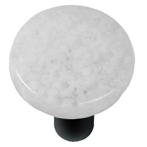 Hot Knobs HK8060-KRB Granite Clear & White Round Glass Cabinet Knob - 