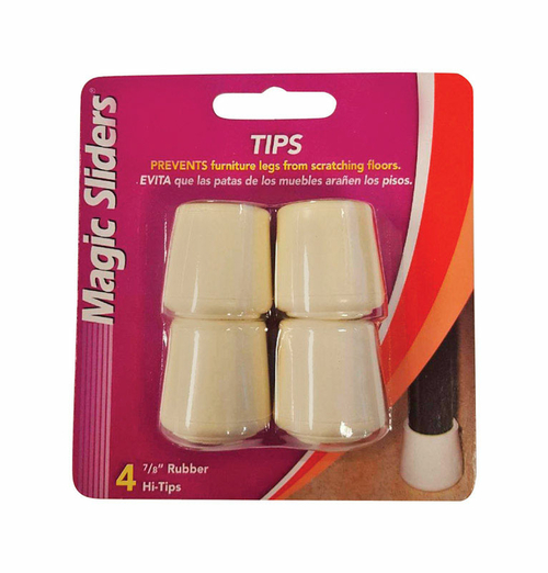 Magic Sliders 5954391 Rubber Round Leg Tip, White - 0.88 in. - Pac