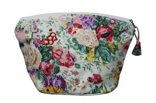 Olivia Flower Printed Canvas Ladies And Girls Cosmetic Pouch And