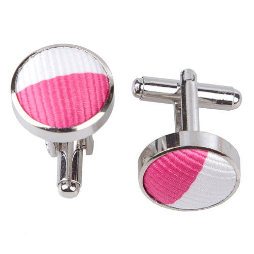 Striped Cufflinks - Hot Pink & White