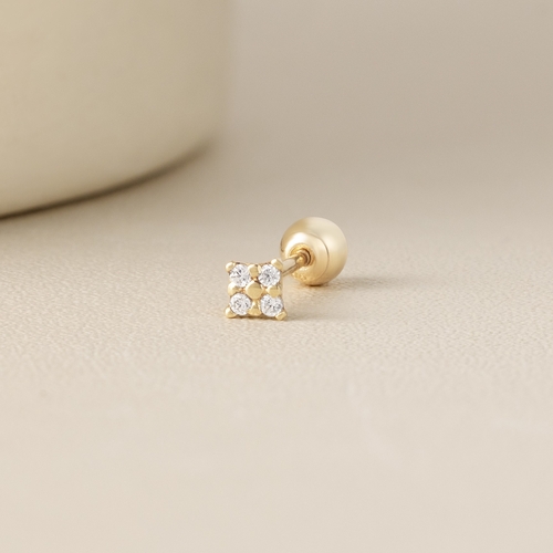 14K (58.5%) SOLID GOLD TINY SQUARE PIERCING