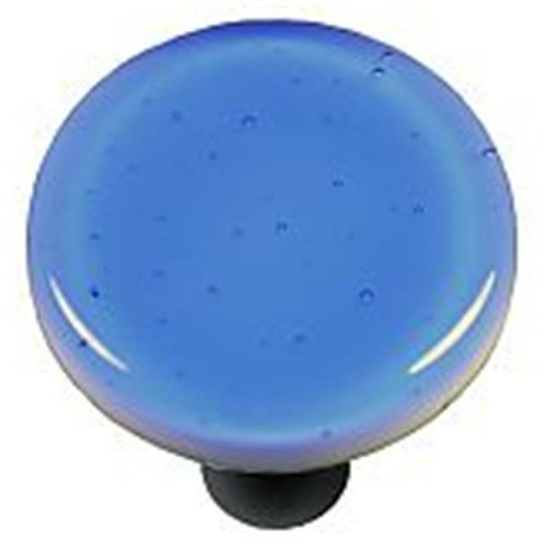 Hot Knobs HK1028-KRB Light Sky Blue Round Glass Cabinet Knob - Black P