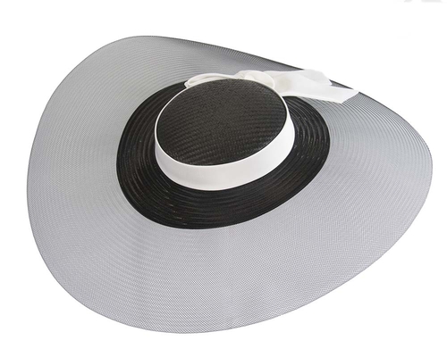 Bespoke black & white wide brim boater hat