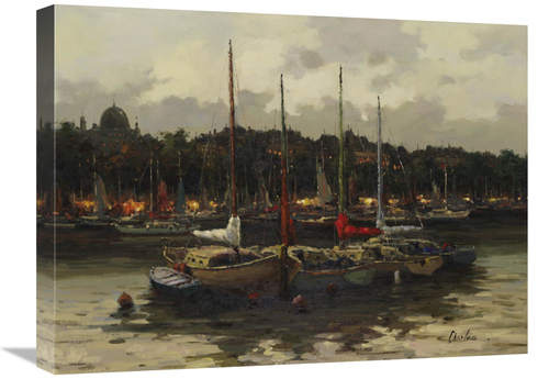 Global Gallery GCS-132462-1824-142 18 x 24 in. Boats At Night Art Prin