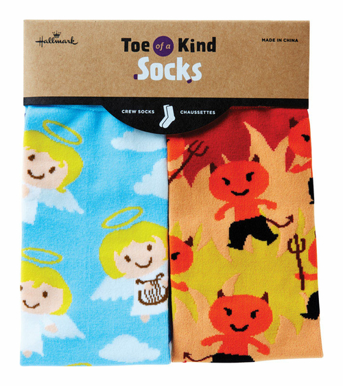 Hallmark 6521512 Toe of a Kind Angels & Devils Crew Socks Polyester&#4