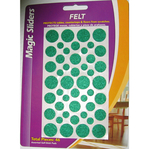 Magic Sliders 5865639 Green Felt Protective Pads - 46 per Pack & Pack 