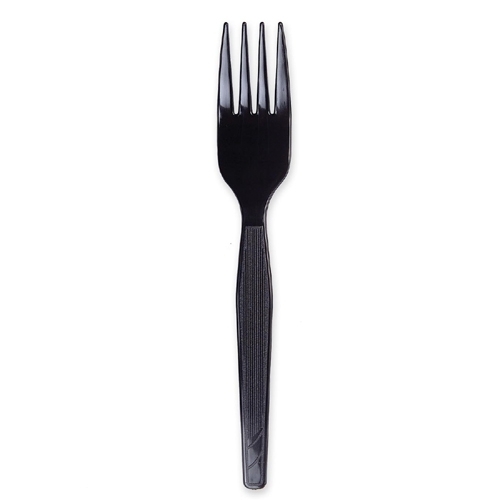 Dixie Foods Plastic Heavy/Medium Weight Fork - 1000/BX - Black
