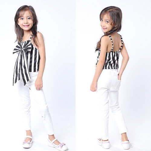 2018 Toddler Baby Kids Girl Striped Clothing Set
