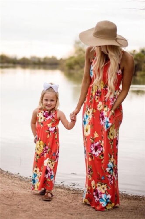 Fashion Women Mother Daughter Matching Sleeveless