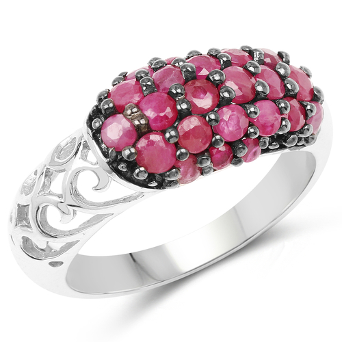 1.55 Carat Genuine Ruby .925 Sterling Silver Ring