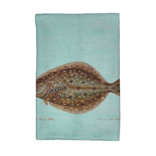 Betsy Drake KT014C Flounder on Teal Kitchen Towel