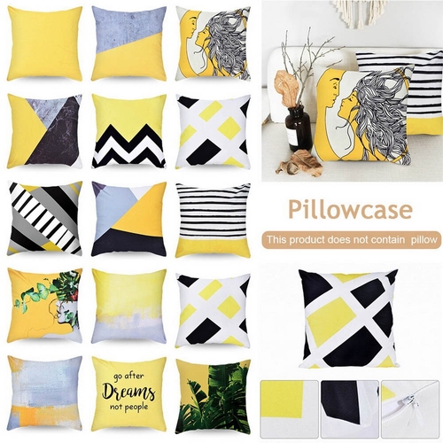 DIDIHOU Yellow Geometric Cushion Cover Throw