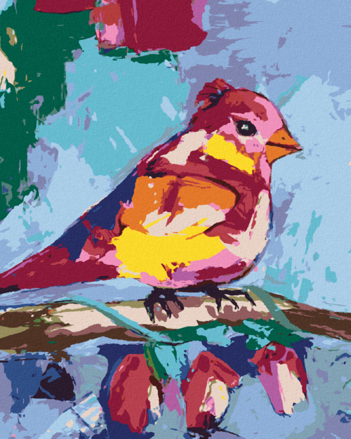 Paint by Numbers - COLOURFUL BIRD ON A BRANCH