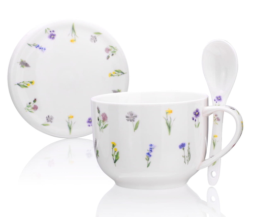 Spring Meadow Mug, lid and spoon 600ml