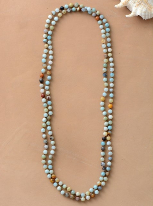 Boho Chic Beads Knot Layering Long Necklace 6MM