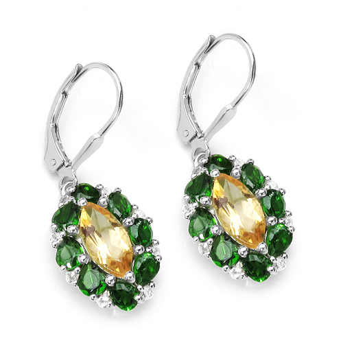 4.72 Carat Genuine Citrine, Chrome Diopside & White Topaz .925