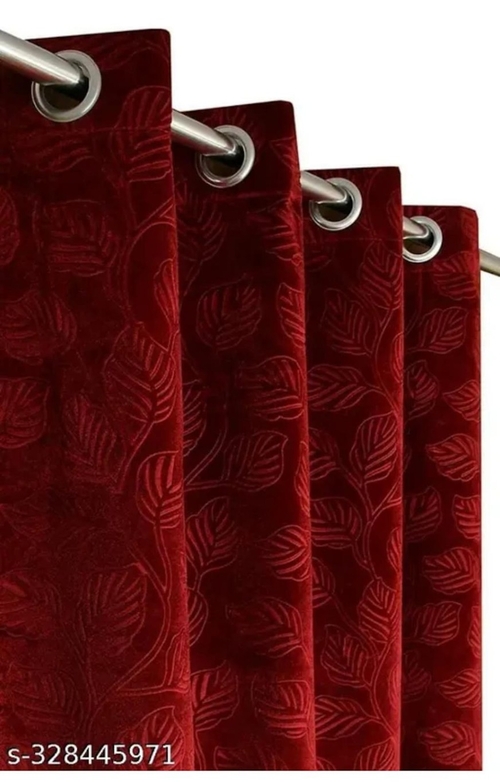 Velvet Curtains Emboz Panels for Home and Office DecorEyelet Grommet