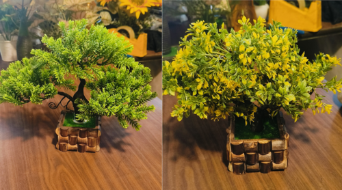 Green Plant with Square Pot Home Decor Artificial Green Wild